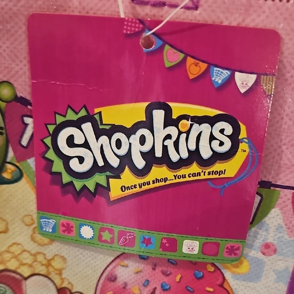 Shopkins NWT Kids Pink and Yellow Character Tote/Shopping Bag